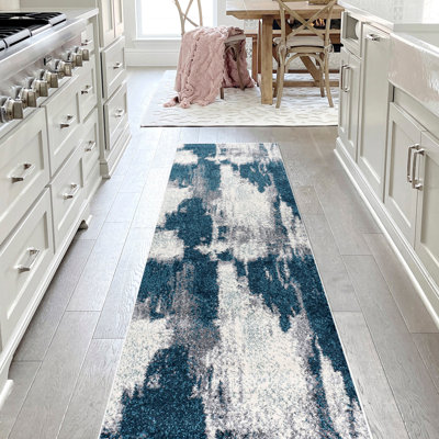 Marusya Contemporary Bohemian Abstract Marble Navy/White Rug