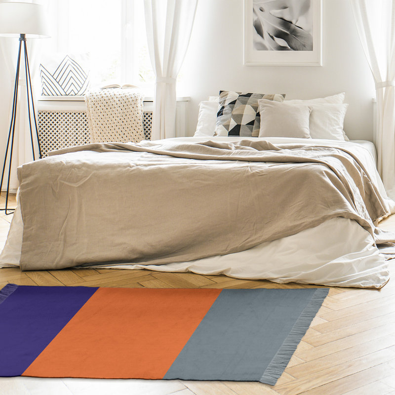 Tapis à rayures mauve/orange/gris