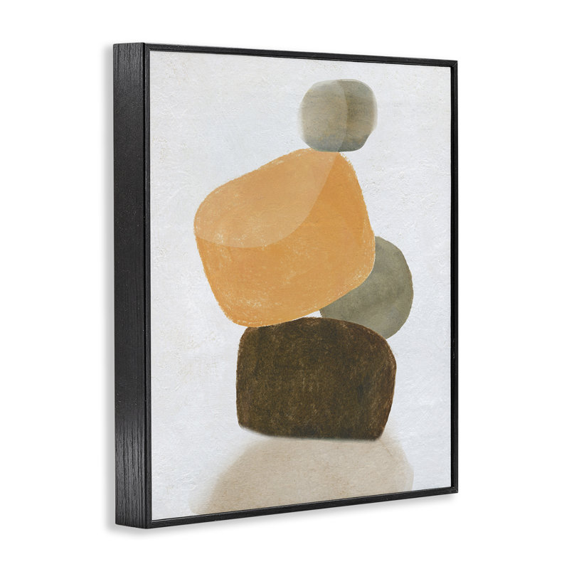 Orange et roches grises, estampe numérique de Carol Robinson, Giclée encadrée noir minuit, H 30 po x l 24 po