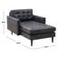Chaise longue capitonnée à deux accoudoirs carrés