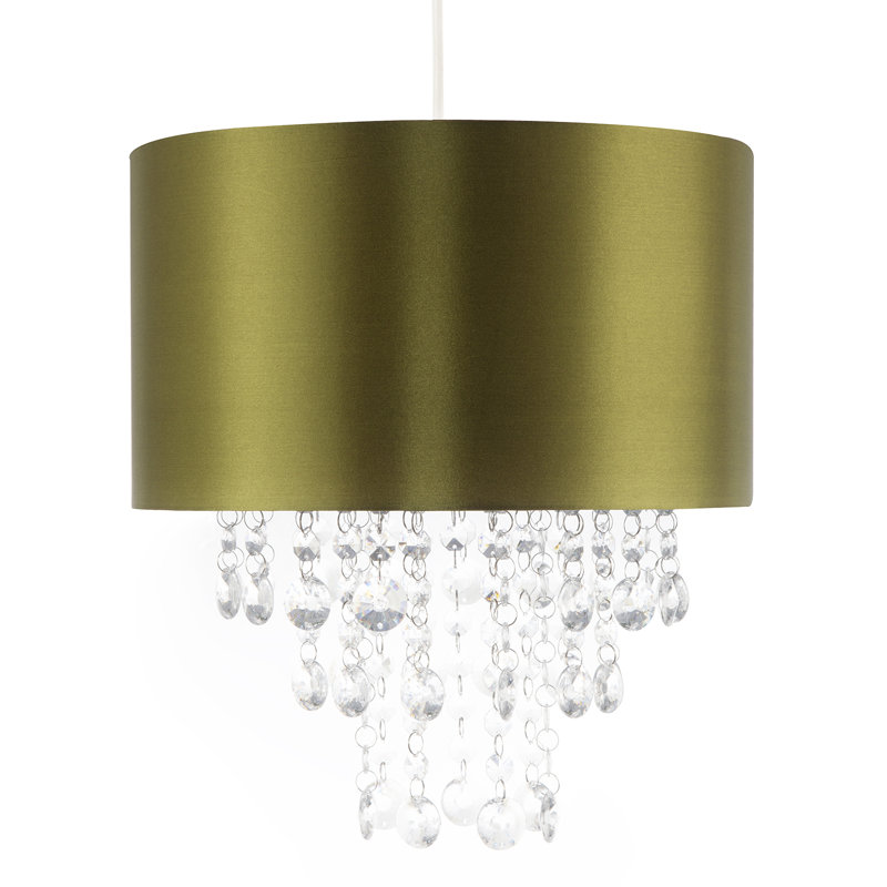 17cm H Satin Drum Pendant Shade ( Screw On ), Olive