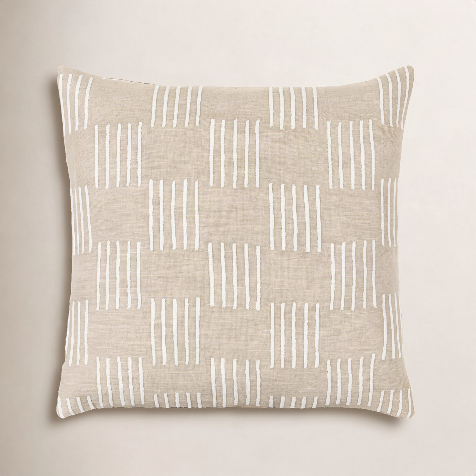 Layten Geometric Cotton Throw Pillow, 18" x 18", Desert Tan, Down
