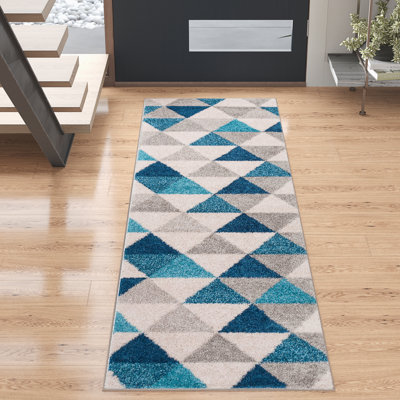 Rubino Modern Geometric Blue/Gray Easy to Clean Area Rug