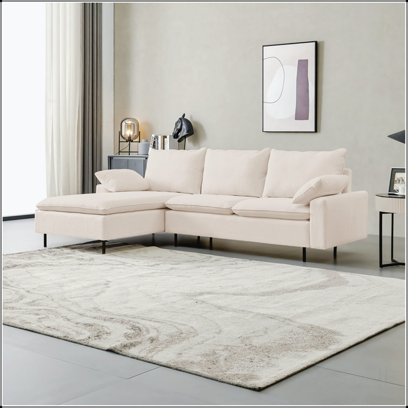 Canapé modulaire en L en forme de L avec méridienne droite (méridienne faisant face à gauche), beige