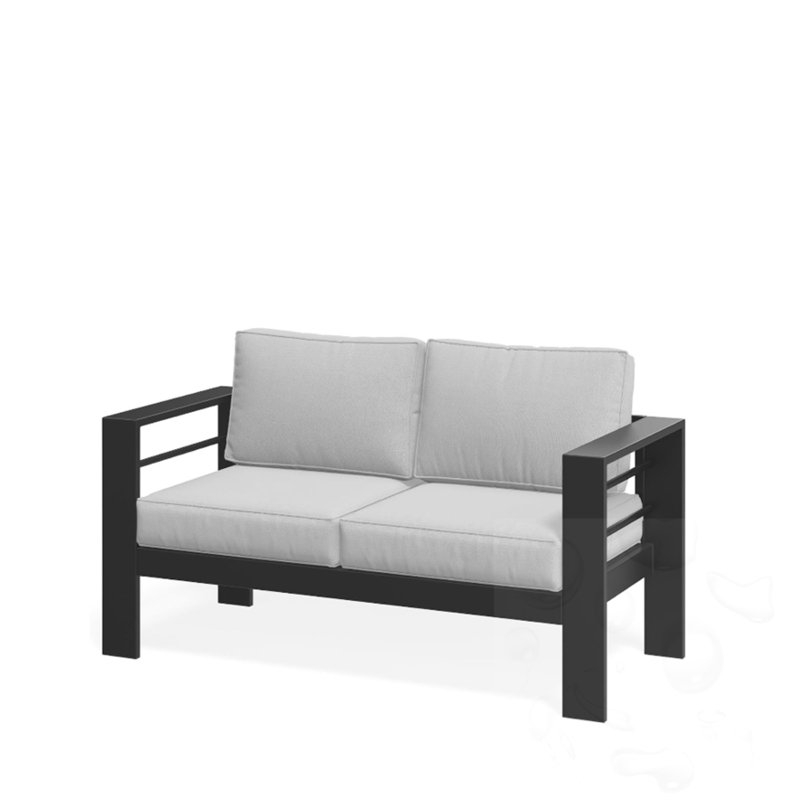 2-seat Outdoor Sofa with Cushions, Light Gray, Black