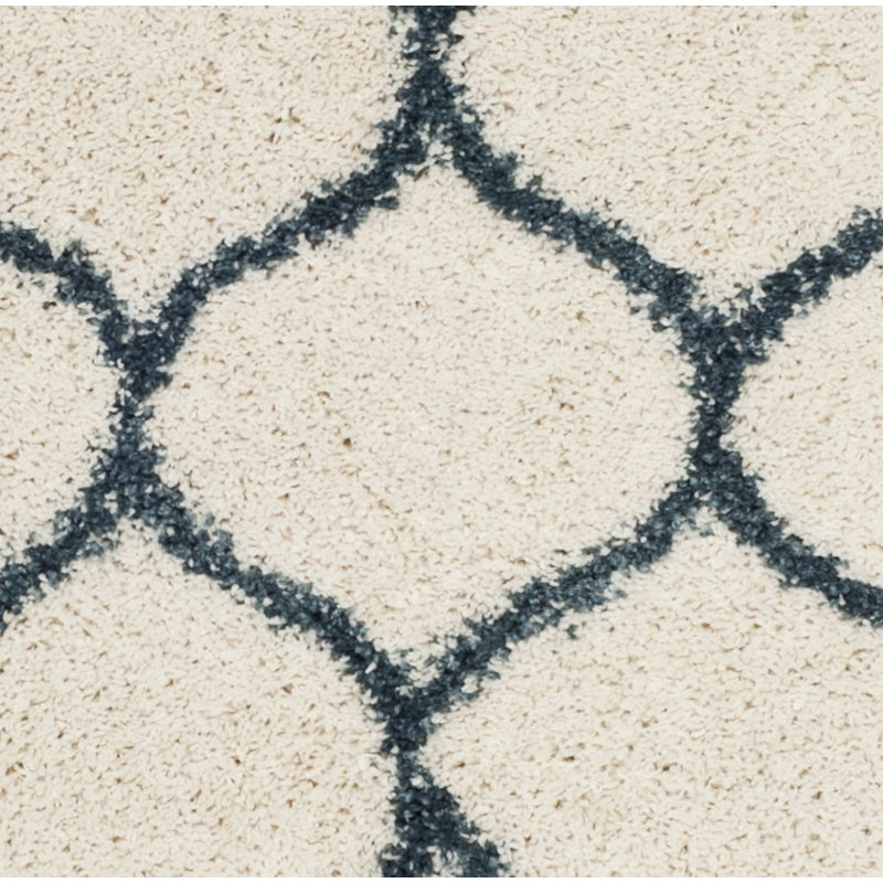 Tate Hudson Shag Performance Geometric Rug, Round 3', Ivory/Slate Blue