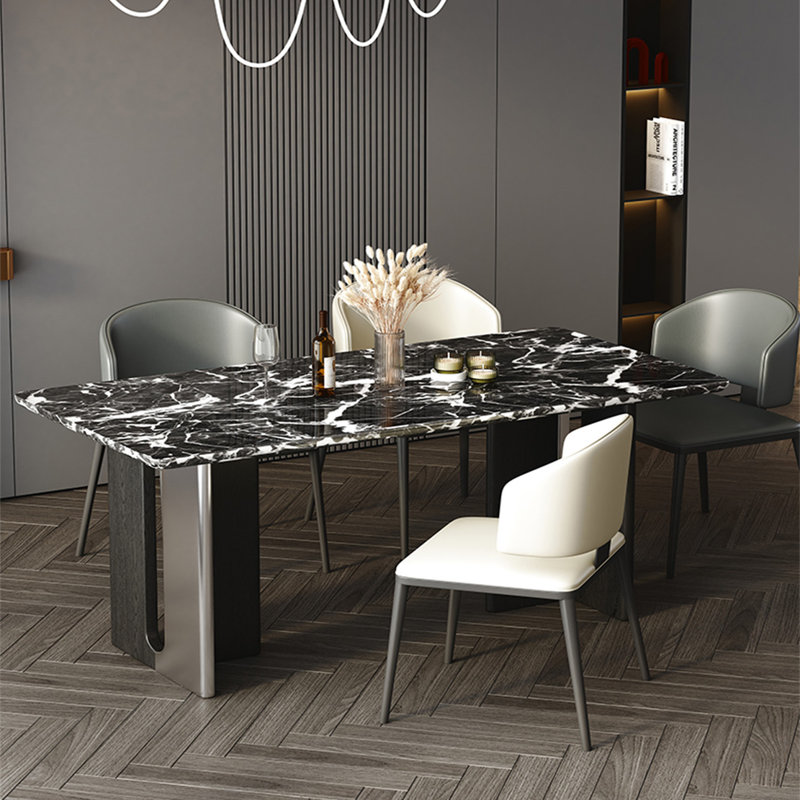Faux Marble Top Dining Table, 27.55" W x 55.11" L