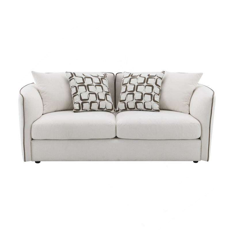 Causeuse en chenille beige avec 4 coussins