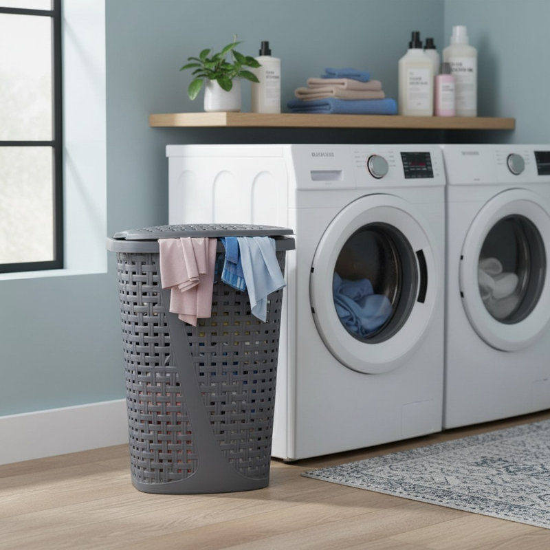 45 Liter Slip Laundry Hamper. Grey, Gray
