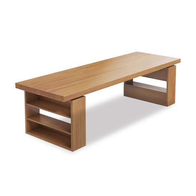 Burlywood Rectangular Solid Wood Executive Desk
