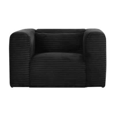 Fauteuil en velours côtelé noir Chinenye Fluffy