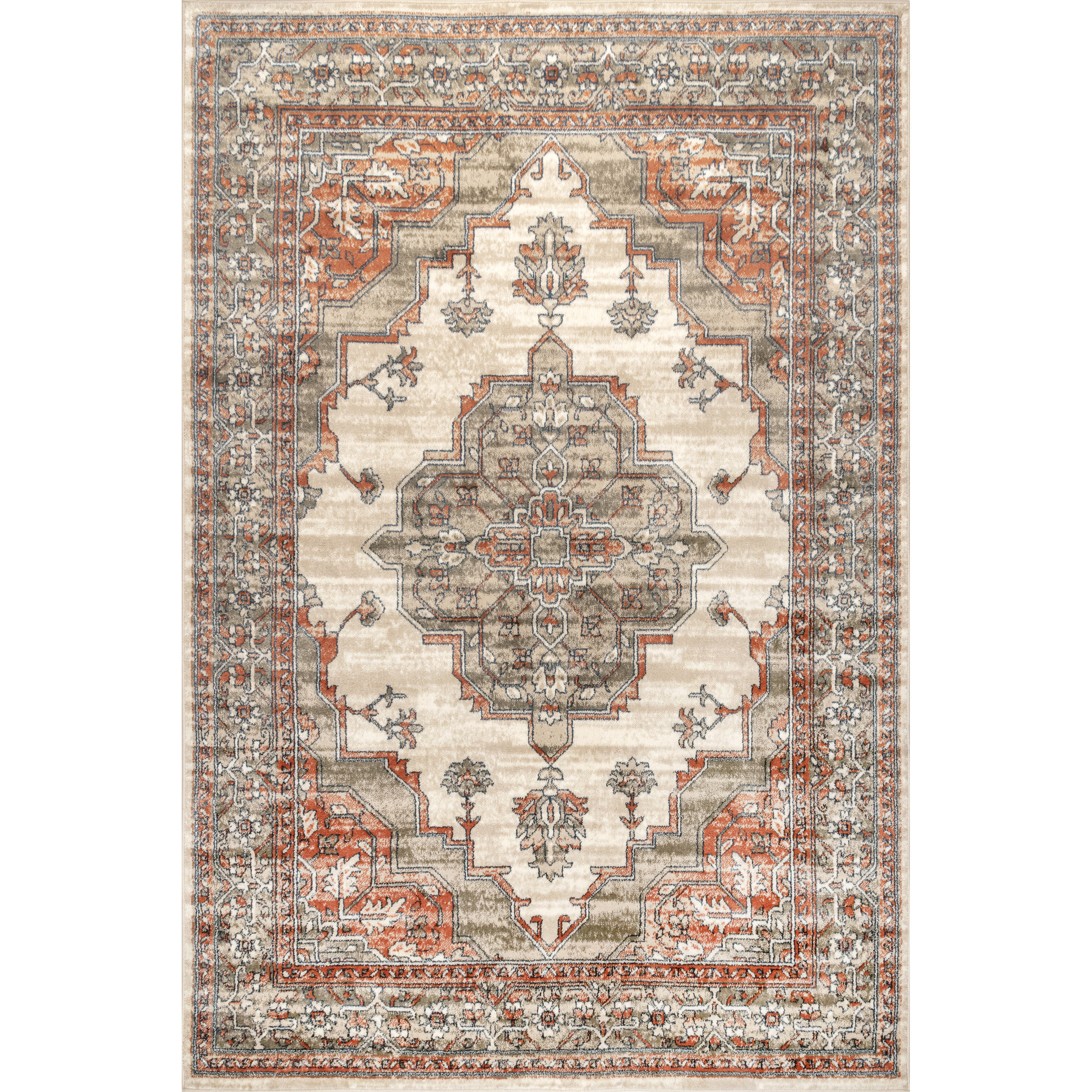 Canora Grey Peter Oriental Beige/Gray/Red Area Rug & Reviews | Wayfair