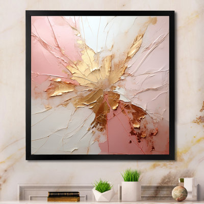 «Gold and Pink Paint Fusion», reproduction d'art encadrée