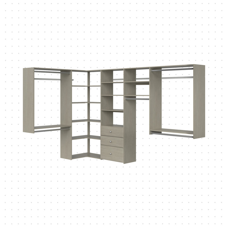 Système d'organisation de coin l 78 po à 114 po Freelin, Gris patiné