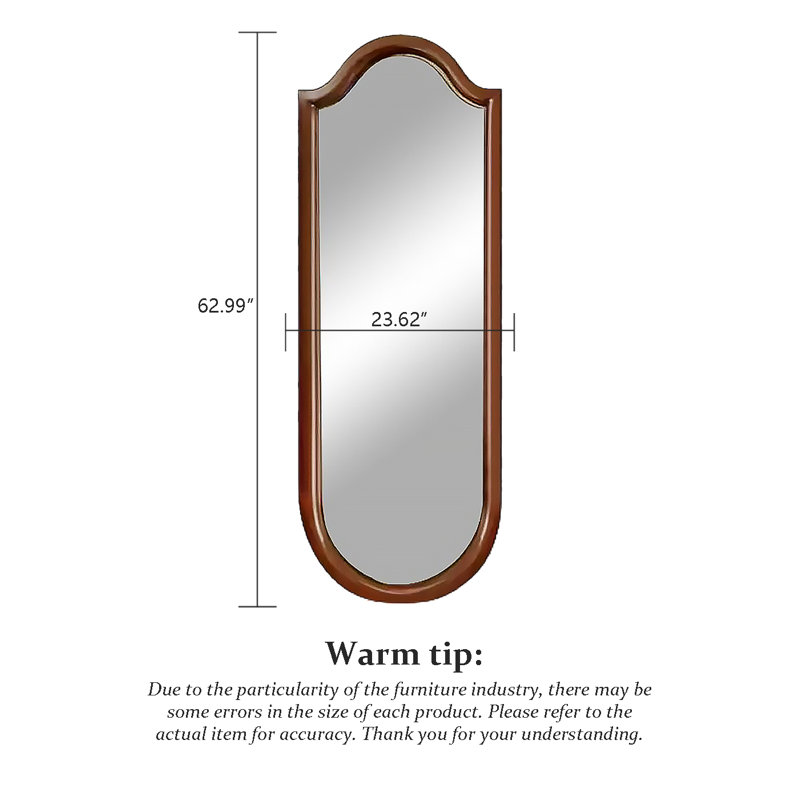 French Vintage Solid Wood Frame High-Definition Full-Length Mirror, 66.93" x 27.56"