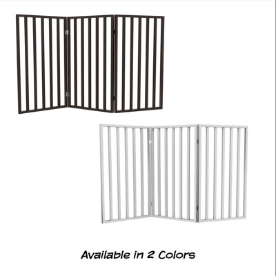 Barrière d'intérieur autoportante brune pour chien, barrière pliante pour chien pour portes et espaces ouverts