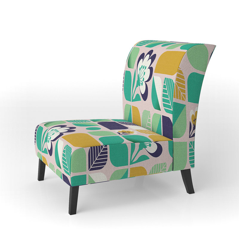 Fauteuil de chambre rembourré Modern Patchwork, Blue Velvet