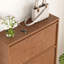 Table d'appoint en bois massif avec plateau rabattable, table de rangement étroite avec compartiments ajustables et structure anti-basculement-1237400697