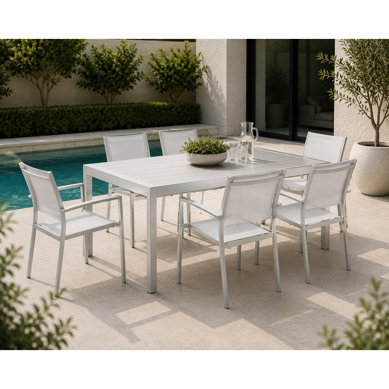Table de salle à manger Aynura, Blanc, Blanc