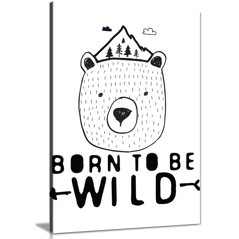 Born To Be Wild Bear - Wrapped Canvas Print, 31cm H x 20cm W