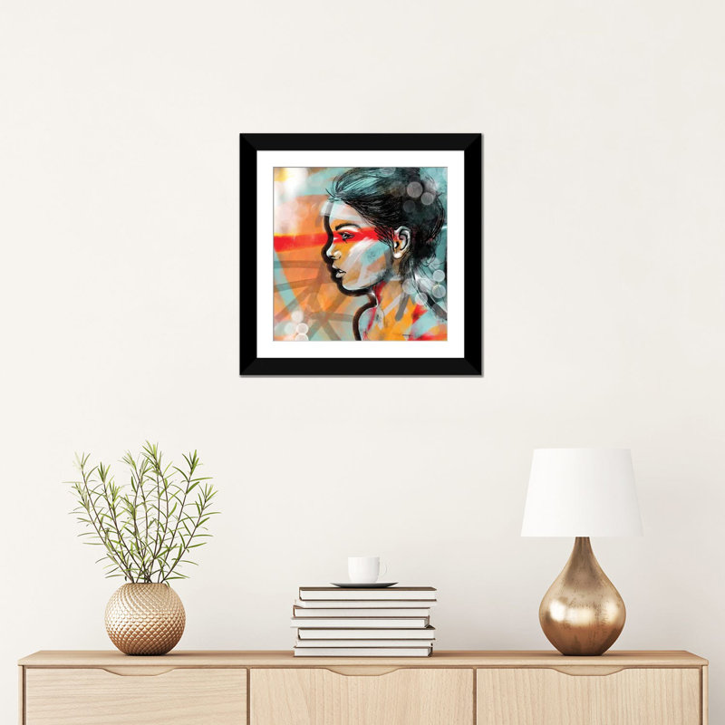 « nouvelle-piquement », reproduction sur toile, Papier d'art encadré noir, H 24 po x l 24 po x P 1 po, Blanc