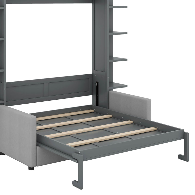 Grand lit escamotable avec canapé, Gris