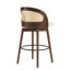 Tabouret de bar d'intérieur en bois, fini noyer avec revêtement beige, ensemble de 2
