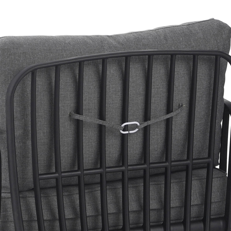 Ensemble de conversation pour patio 5 pièces, Coussin gris foncé / structure noire