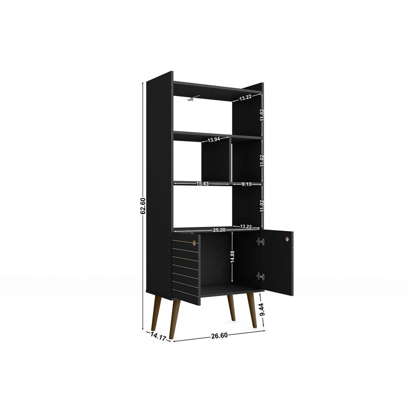 Helaina Geometric Storage Bookcase, Black