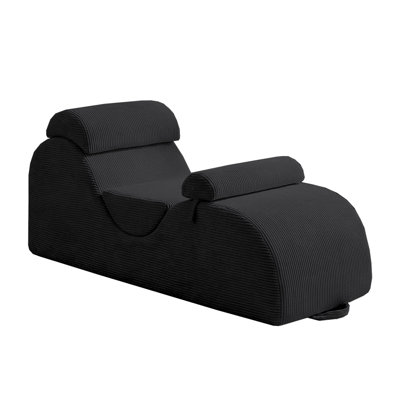 Chaise longue en velours côtelé 68 po - Appuie-tête, repose-pieds et poches latéraux réglables