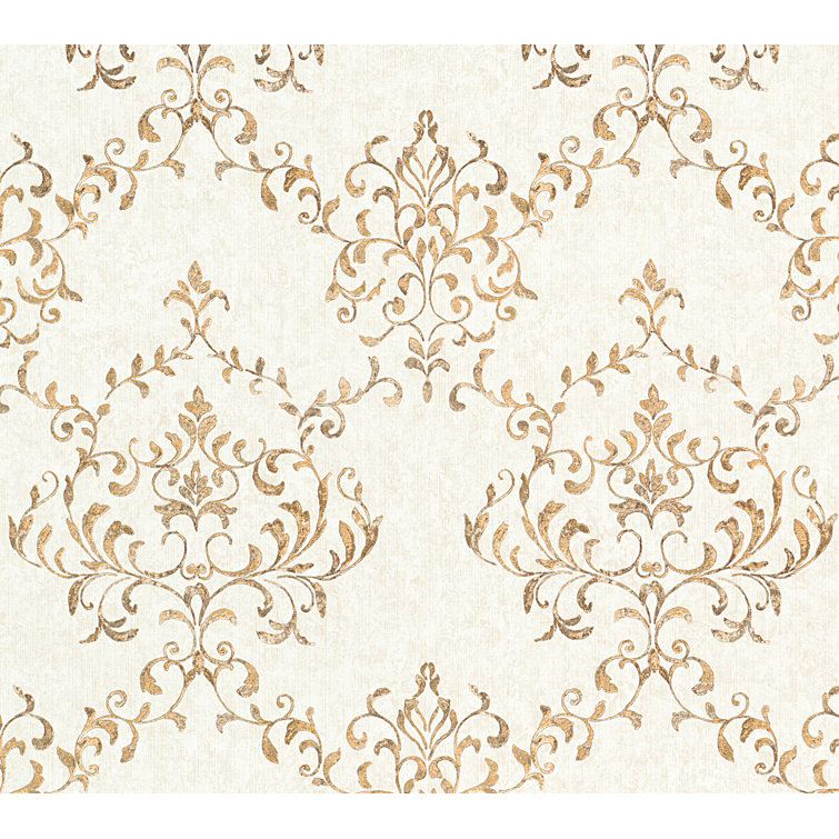 Neapolis 3 Neapolis 3 Floral Lattice Damask Design 33' L x 21" W Metallic Wallpaper Roll