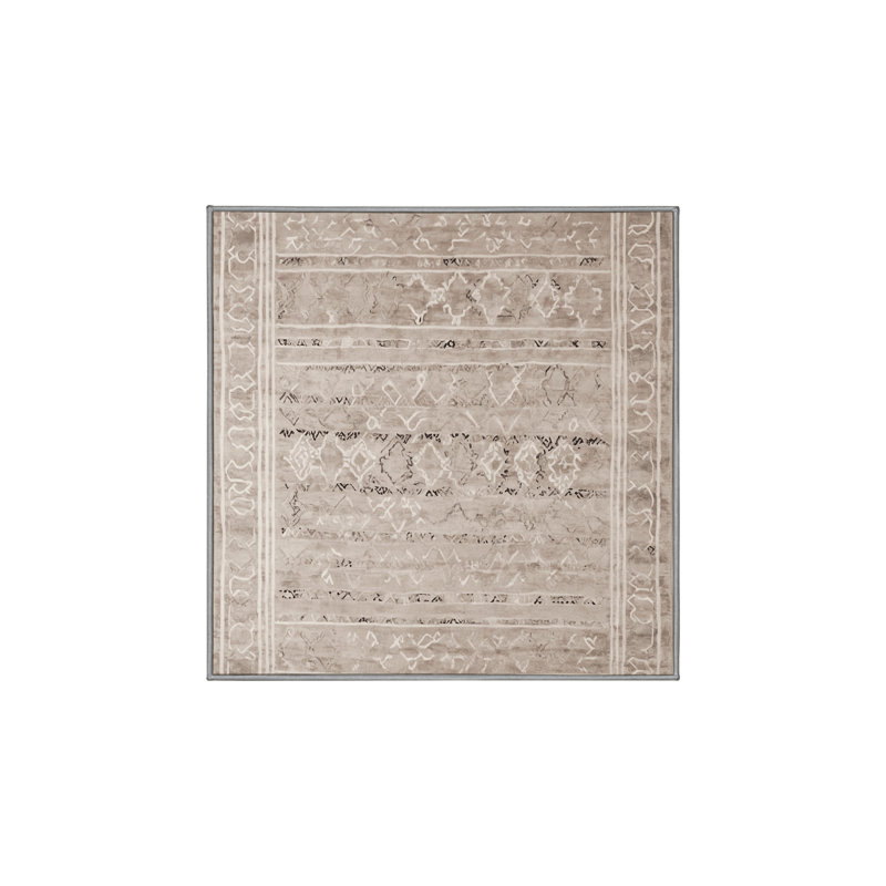 Machine Washable Gray Area Rug, Square 3'