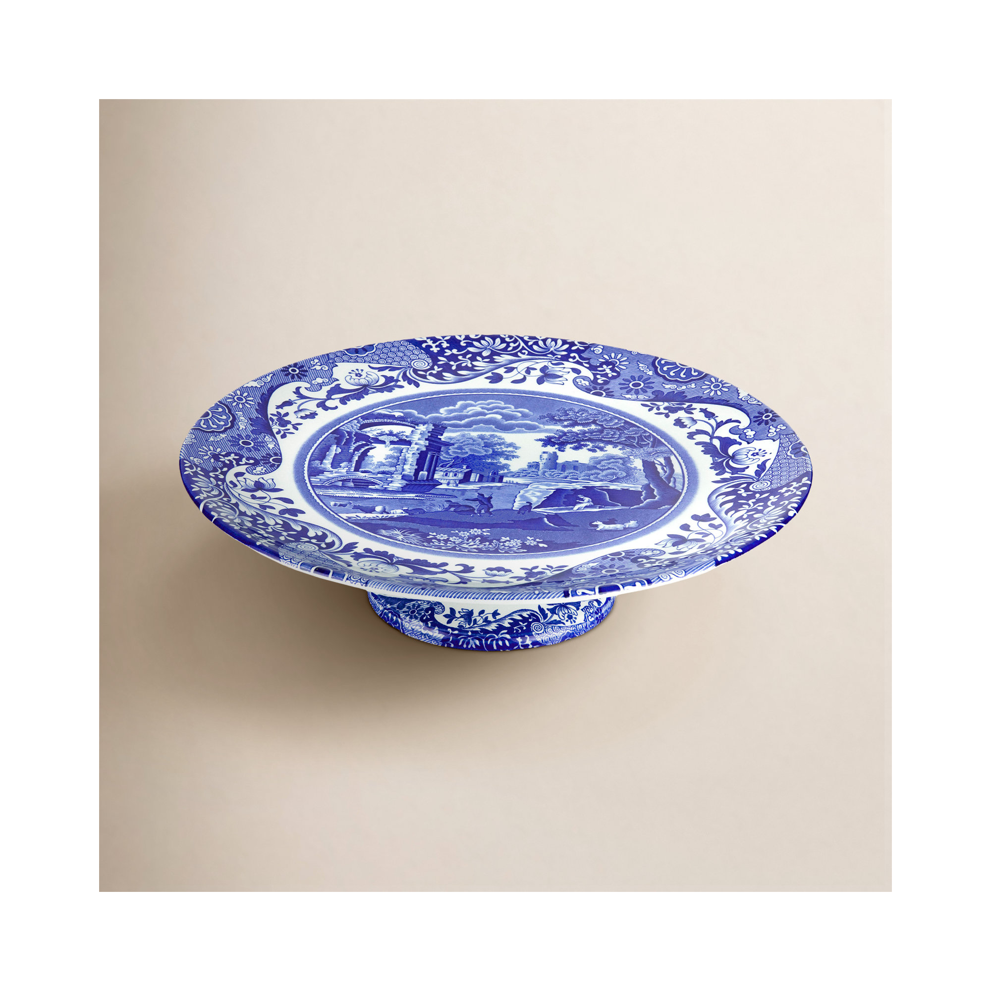 Spode Blue Italian Footed Cake Plate