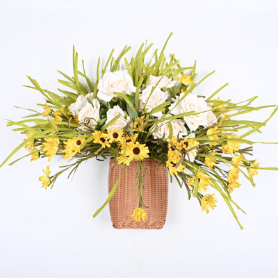 Arrangement floral de marguerite artificielle pour porte d'entrée murale