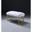 Banc en métal doré avec assise en fausse fourrure blanche, sans tube de rangement offert