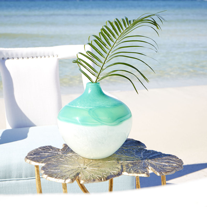 Iced Marble Glass Table Vase, 8.25" H x 8.5" W x 8.5" D