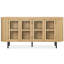 64" Sideboard Buffet With 4 Fluted Doors And Curved Design - Elegant Storage Cabinet For Dining Room Or Hallway,-1149463702