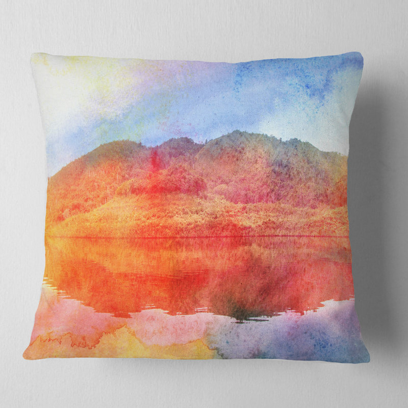 Coussin aquarelle Landscape, 16 po x 1 po, Coussin décoratif