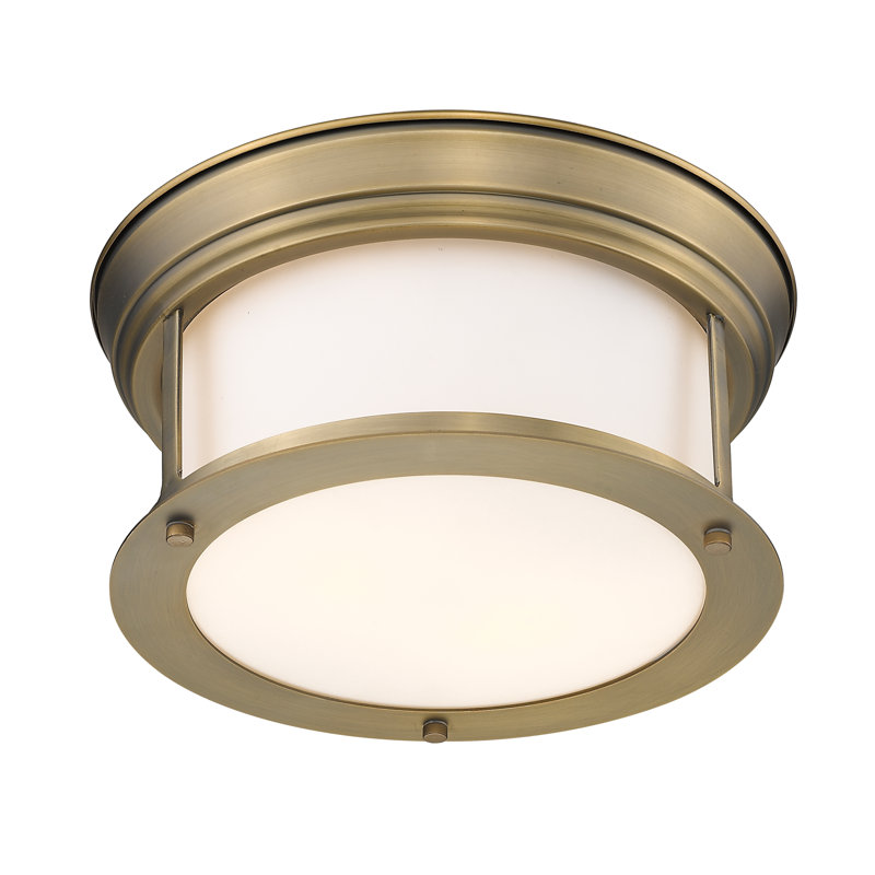 Plafonnier encastré 2 lumières Canale, Laiton héritage, H 5,5 po x l 11 po x P 11 po