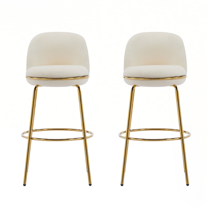 Tabouret de bar rembourré en métal, Beige