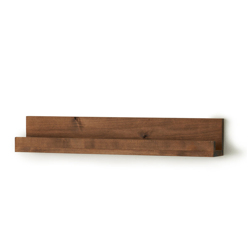 Walnut Alder Wood Floating Wall Shelves, Set of 2