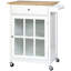 Chariot pour îlot de cuisine 27 "avec tiroir et porte vitrée, chariot de cuisine avec tablette réglable et porte-serviettes, blanc