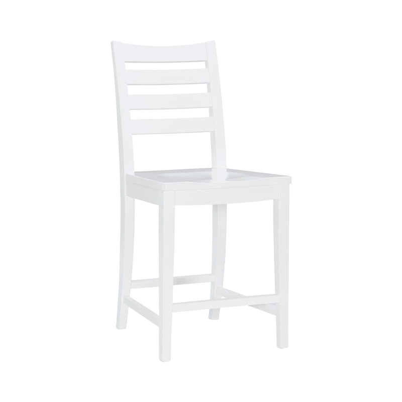  Tabouret de comptoir en bois de hêtre massif 22,5 "Sandra, Blanc