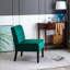 Ensemble de 2 chaises en velours sans accoudoirs - Vert - capitonné à boutons - Pieds effilés en bois-1723776319