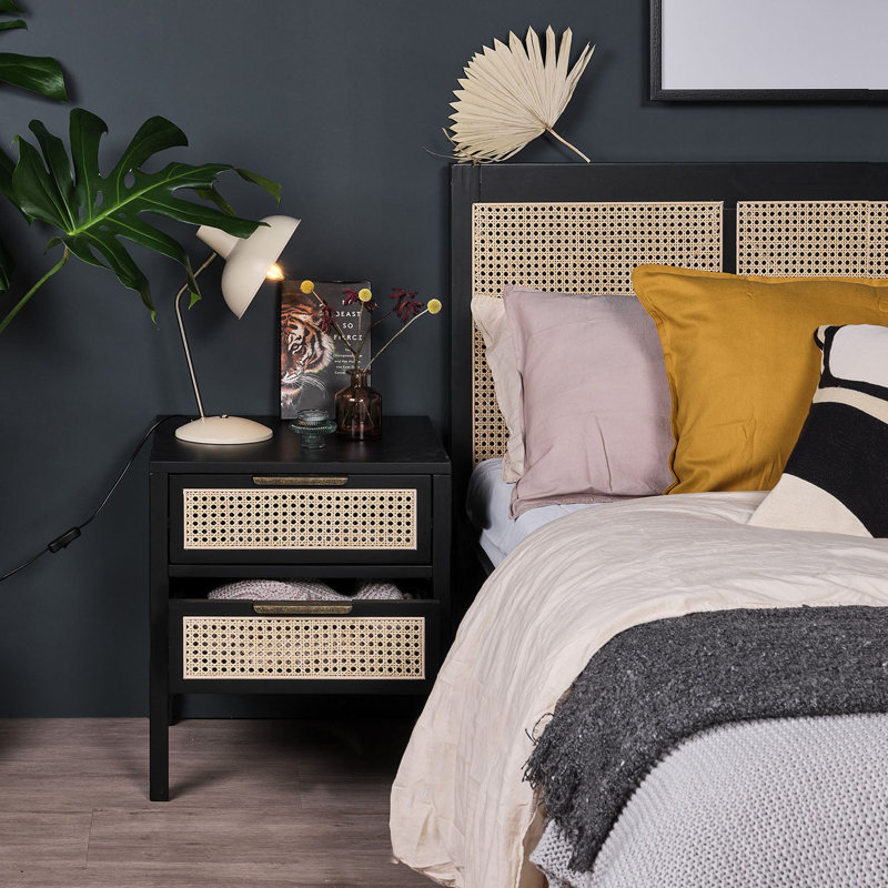 Tenaya 48cm W Bedside Table, Black