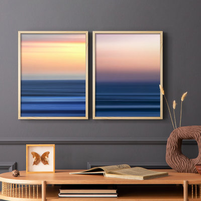 «Sunset Seascape I», reproduction encadrée de qualité supérieure - prête à être accrochée - aucun clou requis - aucun clou requis