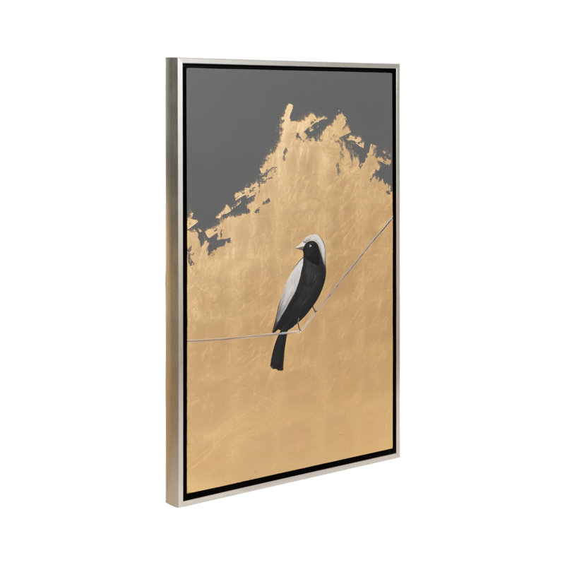 Set of 2 Gold and Gray Canvas Art with Silver Metal Frame