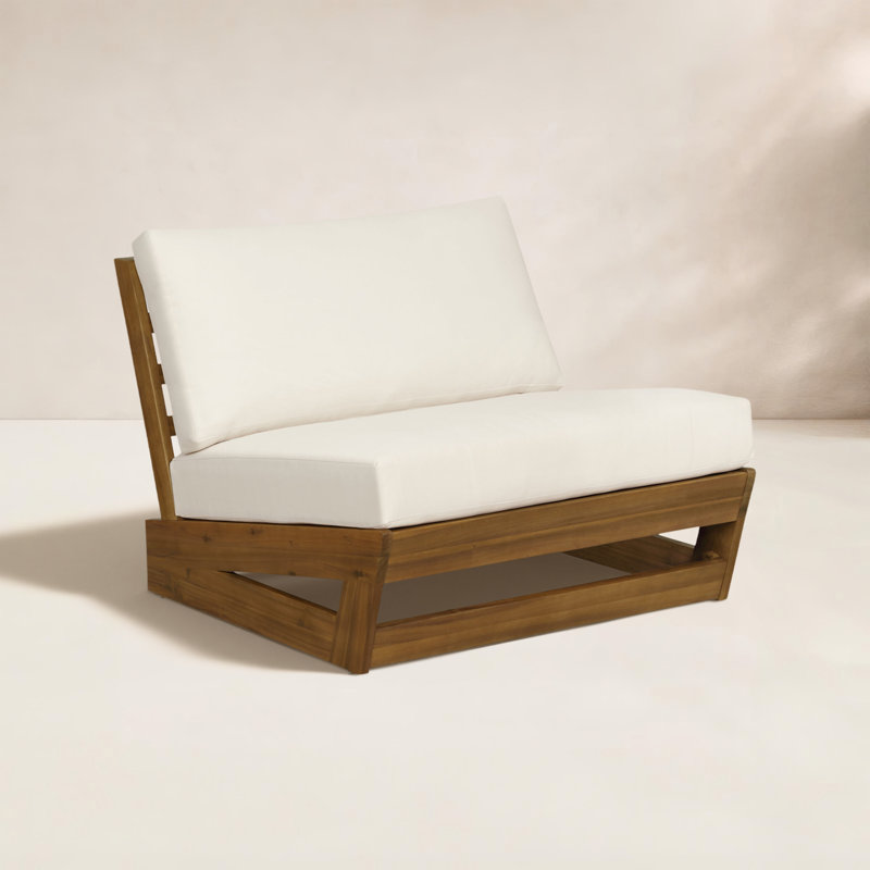 Fauteuil d'extérieur Fishbein Silbury, Coussin blanc/ Cadre brun