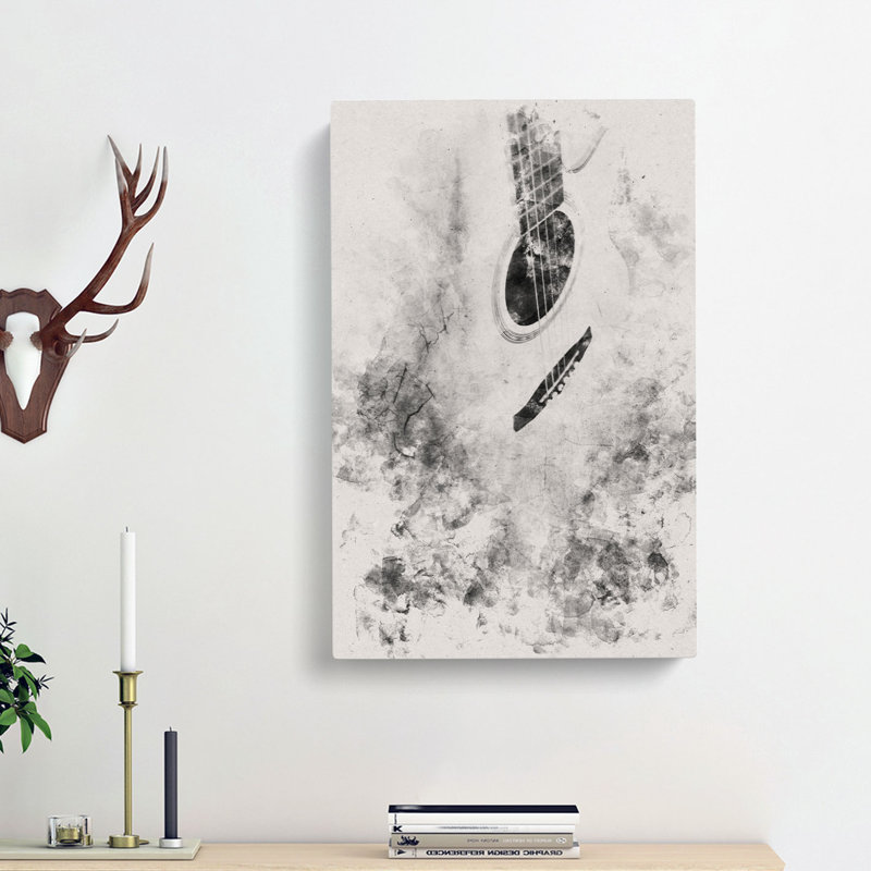 Cracked Acoustic Guitar - Wrapped Canvas Painting, 91cm H x 60cm W x 3cm D