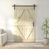 80''H Embossing Knotty Pine Wood Bi- Fold Barn Door With Hardware Kit